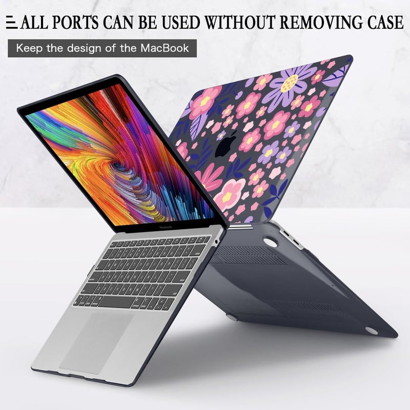 CISSOOK for MacBook Air 13 inch M1 Case 2021 2020 2019 2018, Hard Shell Case Keyboard Skin Screen Protector for MacBook Air 13.3 A2337 A2179 A1932, Stylized Flowers - Image 3